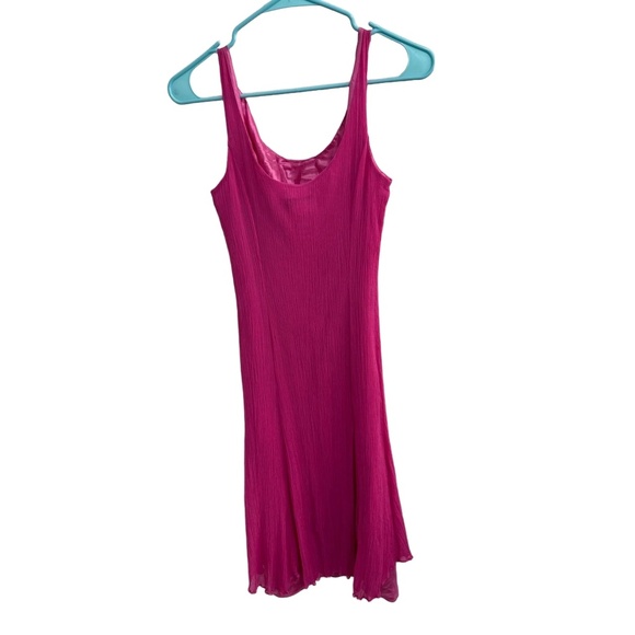 Vintage Newport News Hot Pink Silk Crinkle Slip Dress – Size 10 Y2K - Picture 3 of 8